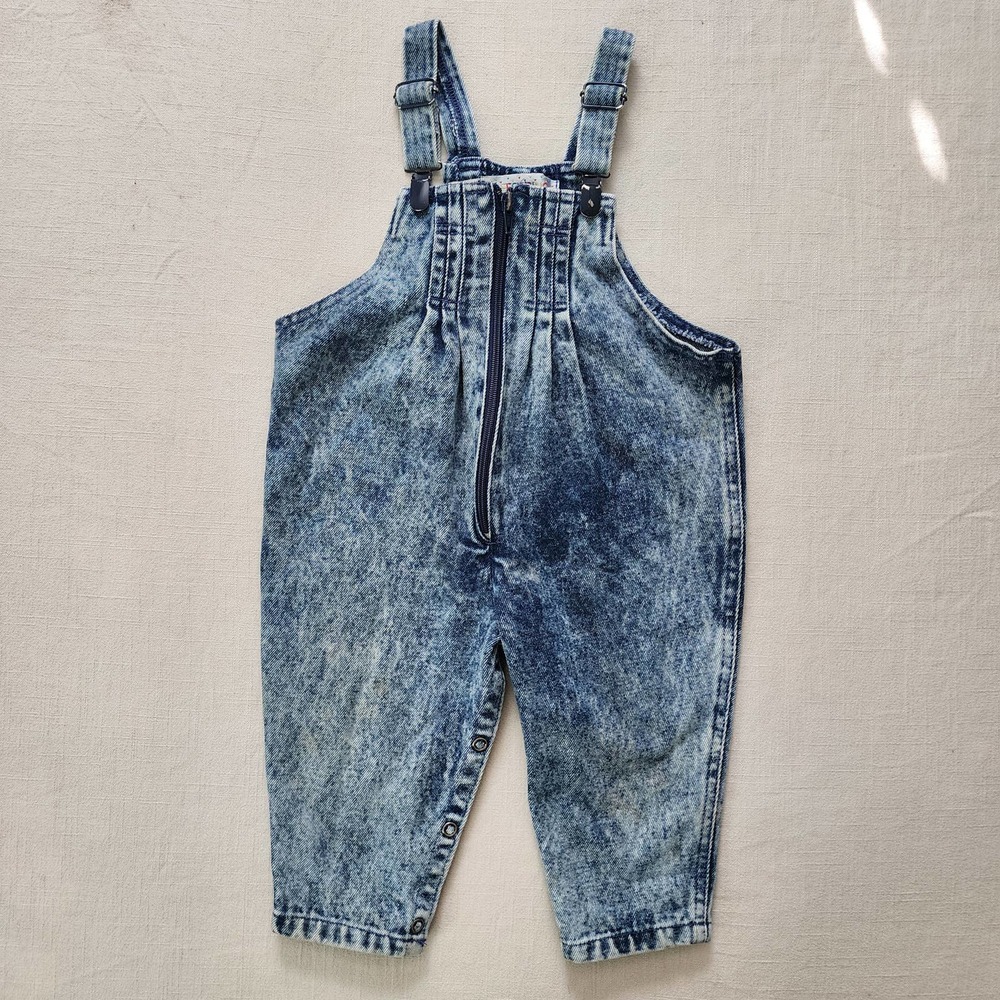 Vintage Acid Wash Clip Bubble Overalls 2t